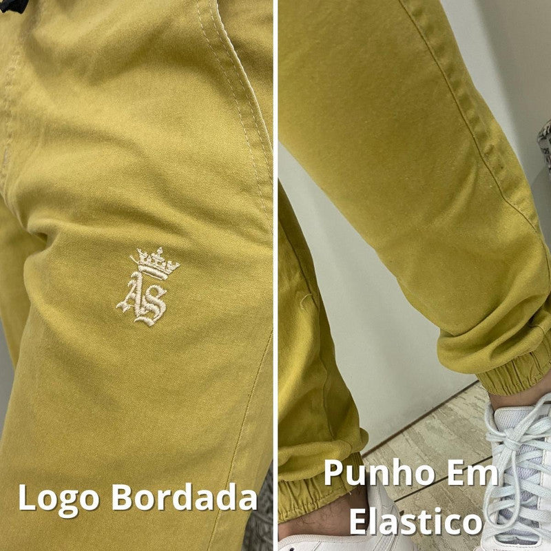 Calça Masculina DOURADO ESCURO Jogger Jeans Sarja VISIONARY