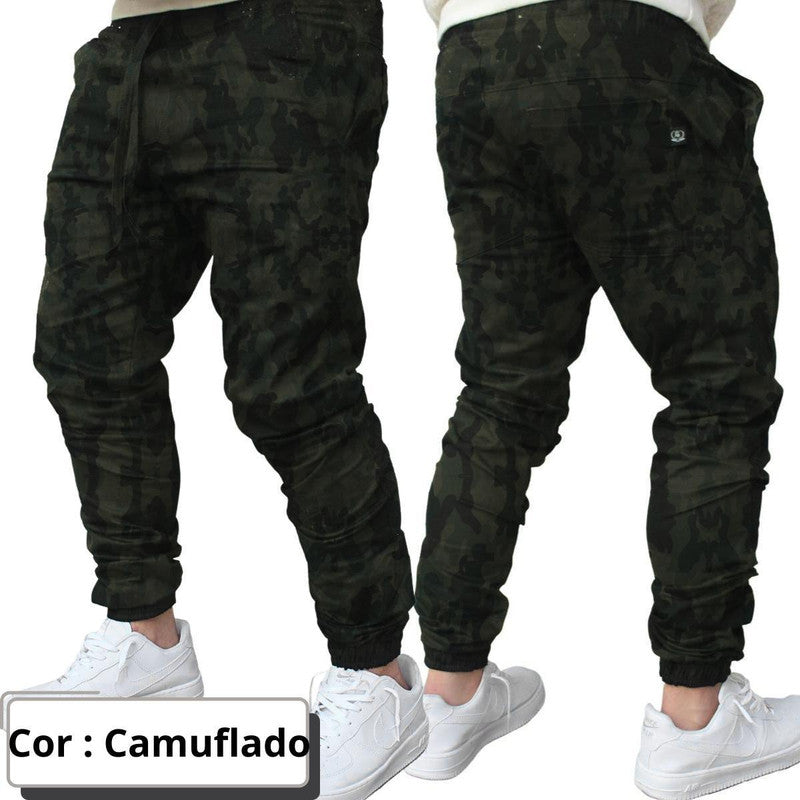 Calça Masculina CAMUFLADA Jogger Jeans Sarja VISIONARY