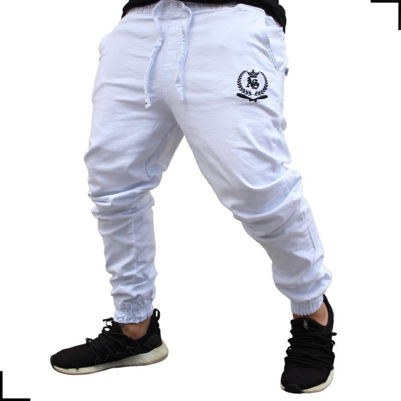 Calça Jogger Masculina BRANCA BIG LOGO PRETA PLUS SIZE