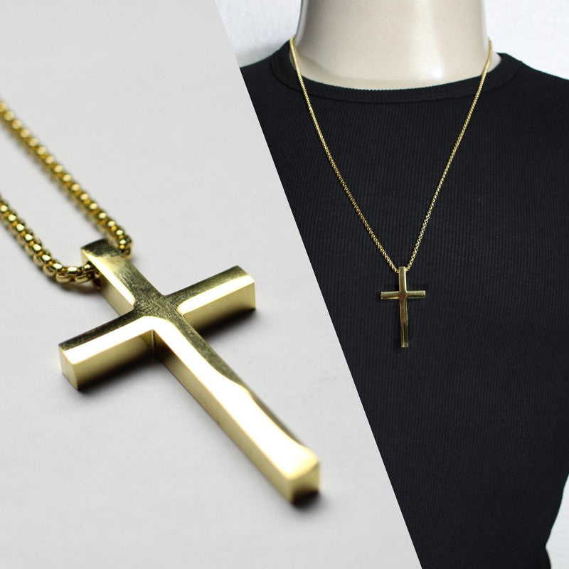 Corrente Aço Cirúrgico DOURADA Cruz Grande - EMR 011