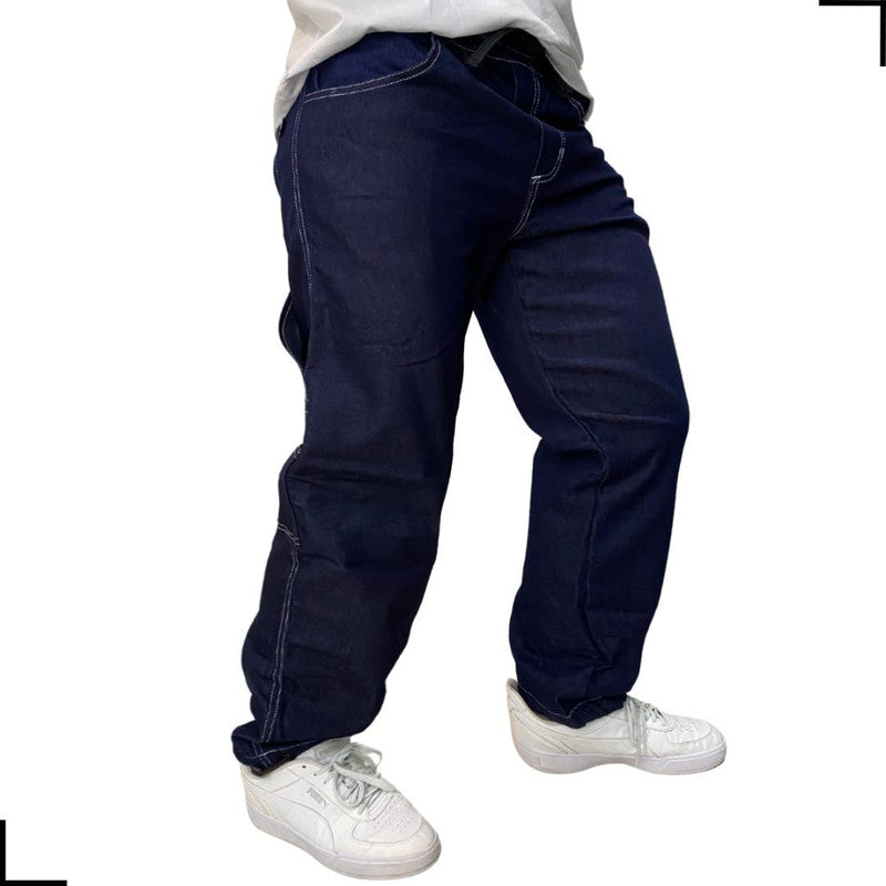 Calça Tradicional Reta Cargo JEANS Escuro Street Boss PLUS SIZE