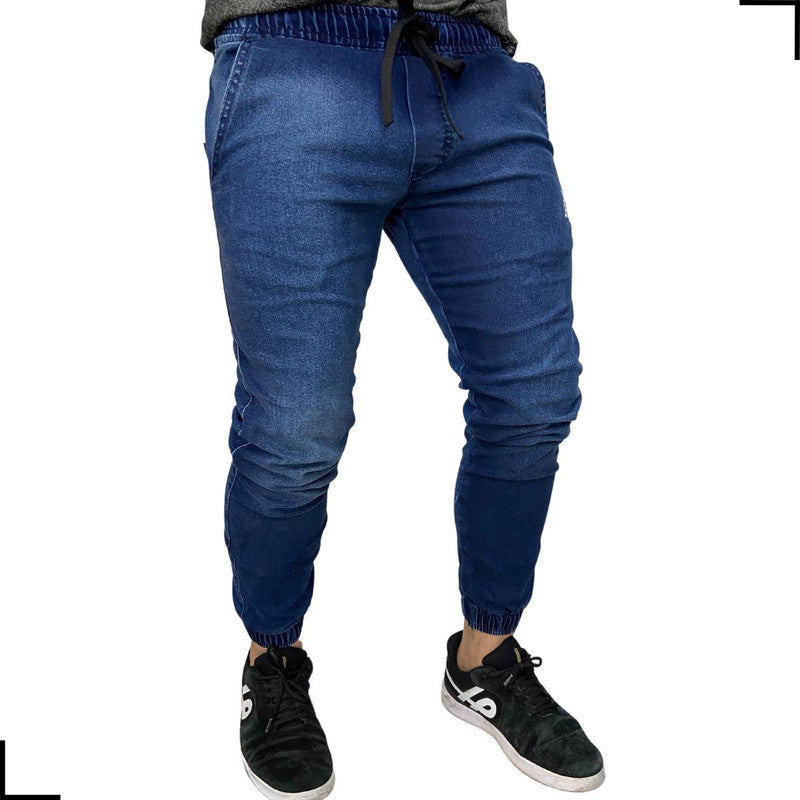 Calça Masculina AZUL ESCURO Jogger Jeans Sarja VISIONARY