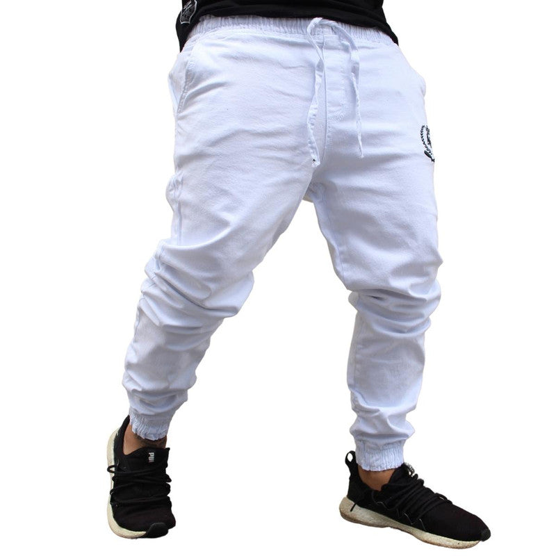 Calça Jogger Masculina BRANCA BIG LOGO PRETA PLUS SIZE