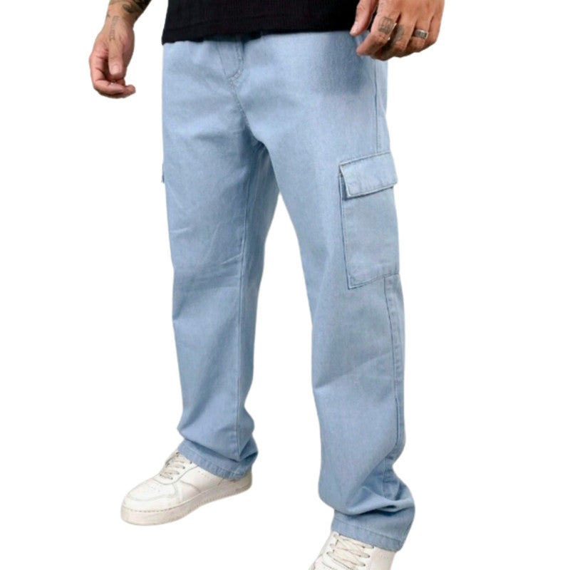 Calça Reta CARGO JEANS CLARO Masculina Sarja The LEBRON J.