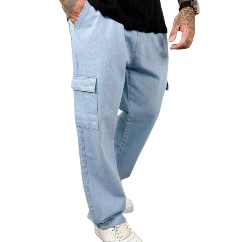 Calça Reta CARGO JEANS CLARO Masculina Sarja The LEBRON J.