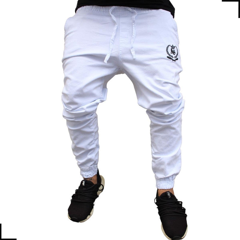 Calça Jogger Masculina BRANCA BIG LOGO PRETA PLUS SIZE