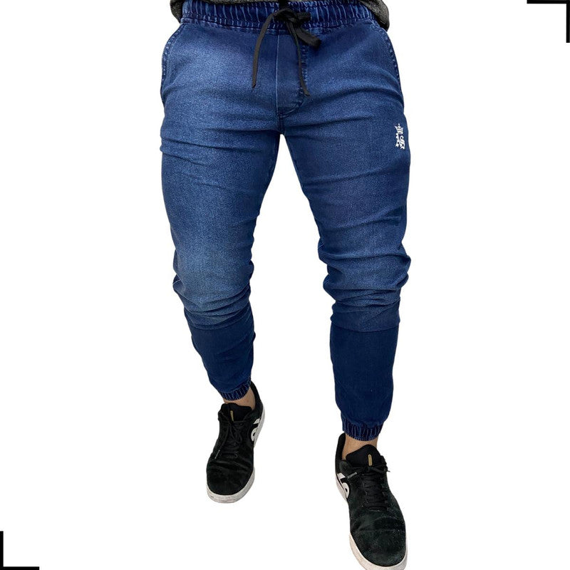 Calça Masculina AZUL ESCURO Jogger Jeans Sarja VISIONARY