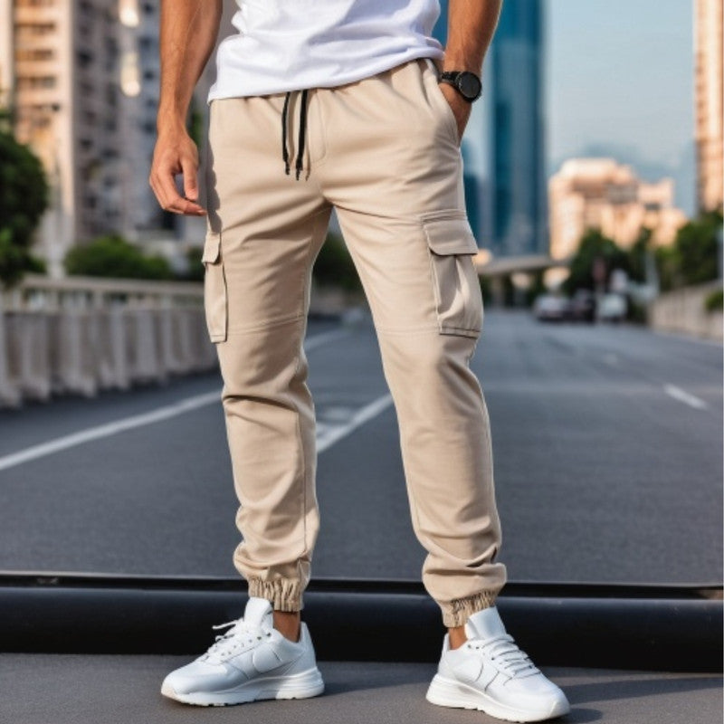 Calça Jogger CARGO BEGE Masculina Sarja The  STEPHEN C.