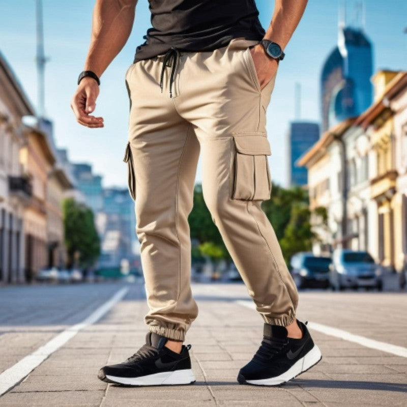 Calça Jogger CARGO BEGE Masculina Sarja The  STEPHEN C.