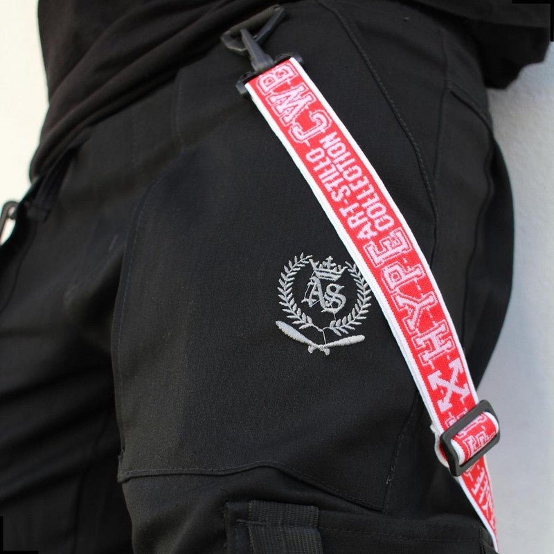 Calça Jogger Masculina PRETA Trend Suspenders Tracks VERMELHA