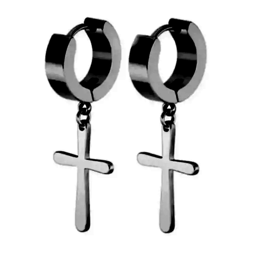 Brinco Aço 316L  Argola de 5 mm Com Cruz - EMR 004