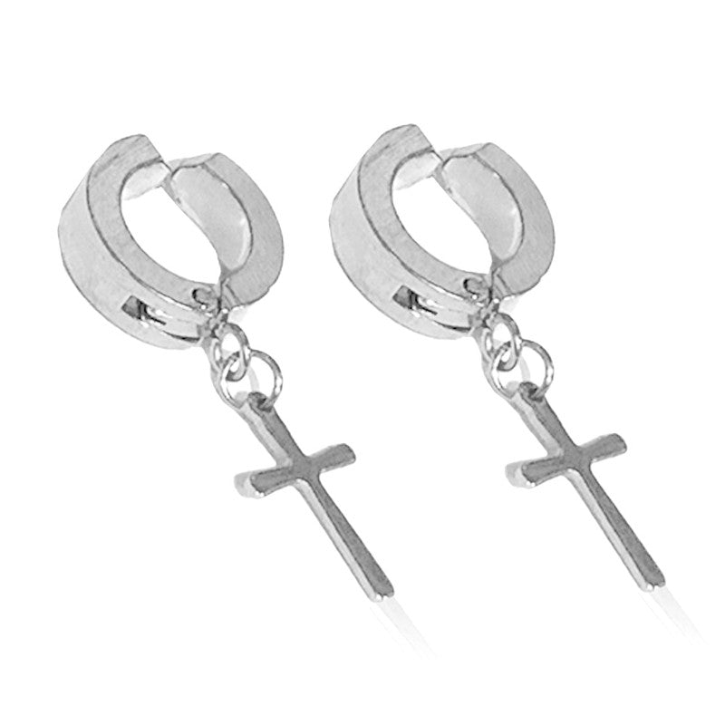 Brinco Aço 316L  Argola de Pressão 5 mm Com Cruz - EMR 001