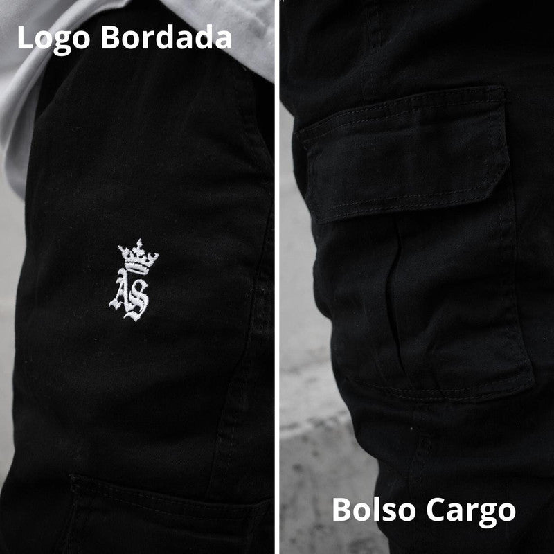 Calça Tradicional Reta Masculina PRETA UNSTOPPLABLE CARGO MODELO 2