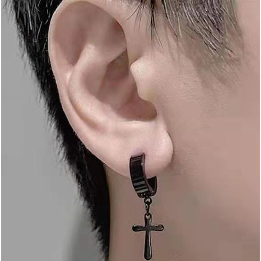 Brinco Aço 316L  Argola de 5 mm Com Cruz - EMR 004