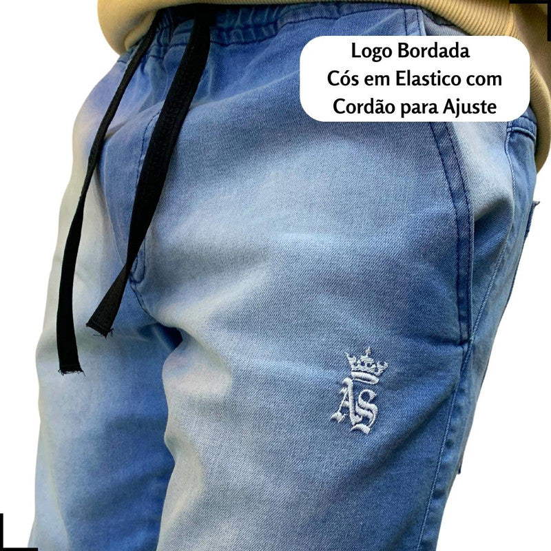 Calça Masculina AZUL CLARO Jogger Jeans Sarja VISIONARY