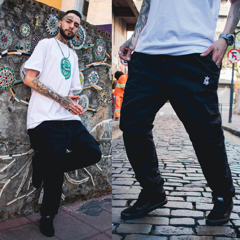 Calça Tradicional Reta Masculina PRETA UNSTOPPLABLE CARGO MODELO 2