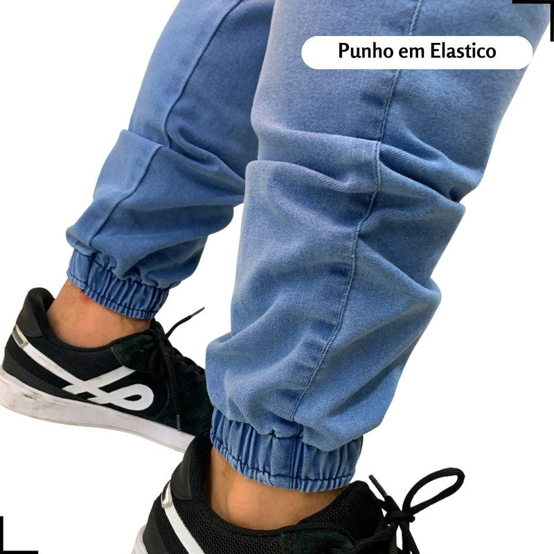 Calça Masculina AZUL CLARO Jogger Jeans Sarja VISIONARY