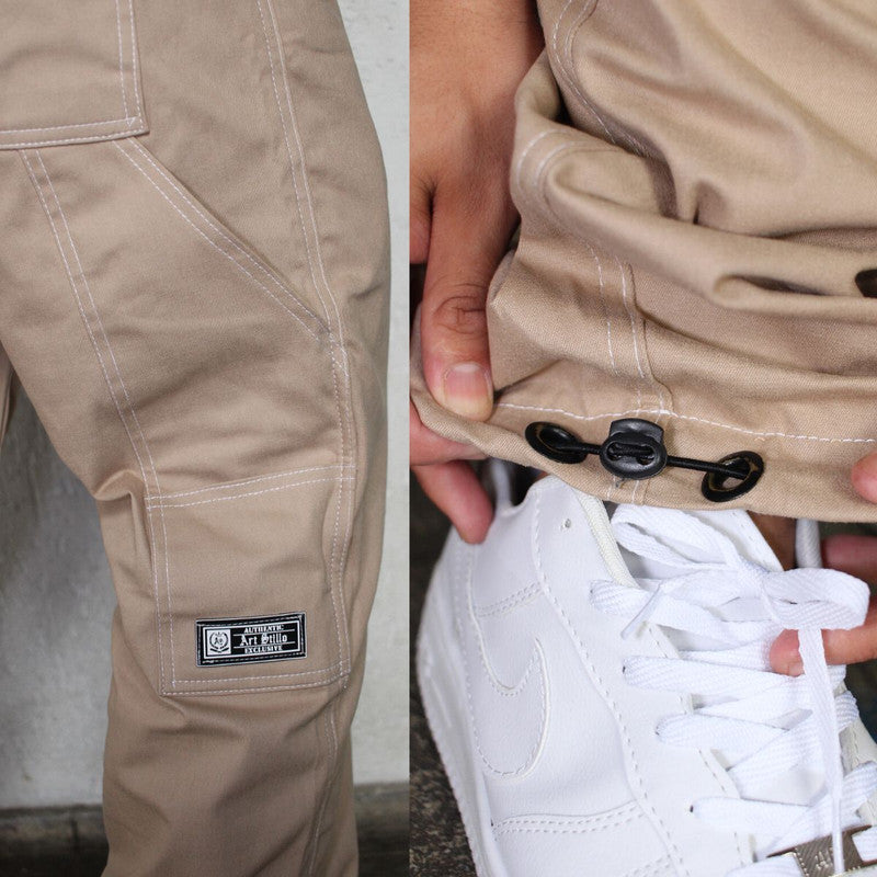 Calça Tradicional Reta Cargo BEGE Street Boss PLUS SIZE