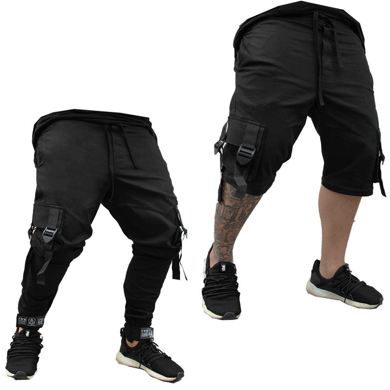 Calça Jogger Masculina PRETA Cargo Track Short PLUS SIZE