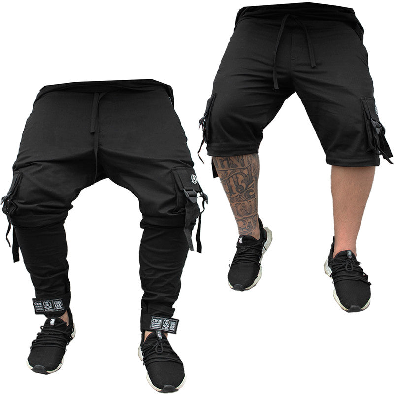 Calça Jogger Masculina PRETA Cargo Track Short PLUS SIZE