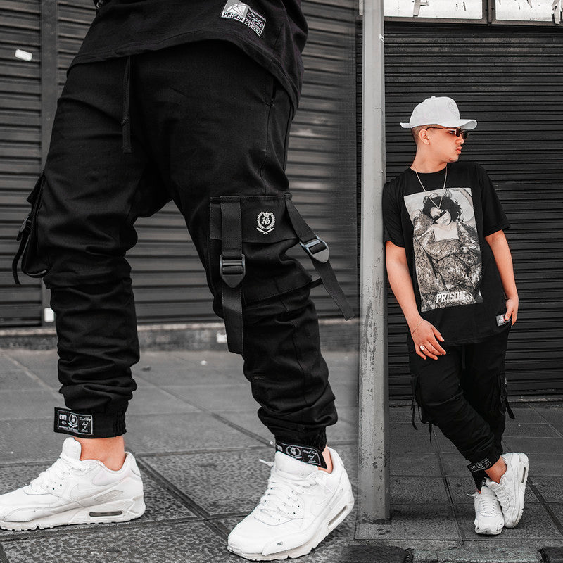 Calça Jogger Masculina PRETA Cargo Track Short PLUS SIZE