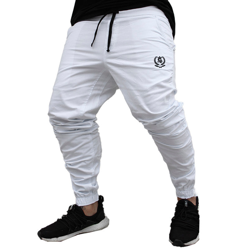Calça Jogger Masculina BRANCA Básica LOGO PRETA PLUS SIZE
