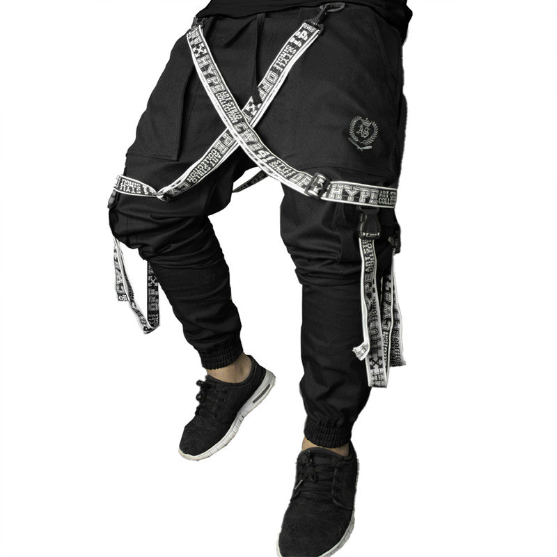 Calça Jogger Masculina PRETA Trend Suspenders Tracks BRANCA