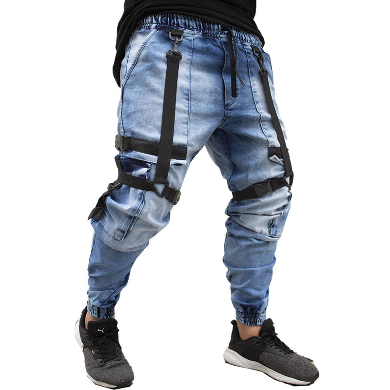 Calça Jogger Masculina JEANS AZUL New Combat Tracks PLUS SIZE