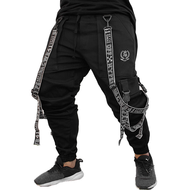 Calça Jogger Masculina PRETA Trend Suspenders Tracks CINZA