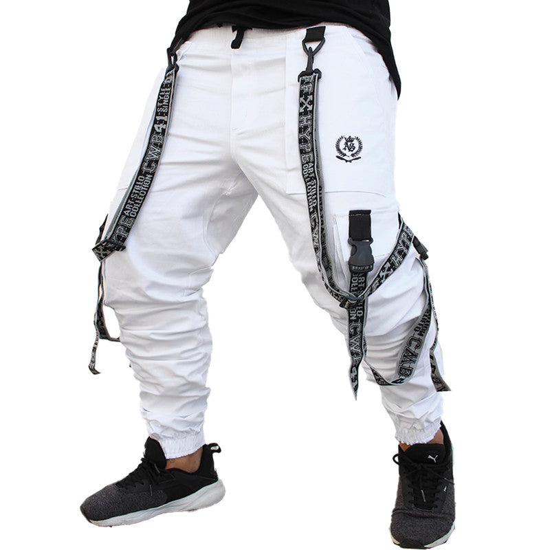 Calça Jogger Masculina BRANCA Trend Suspenders Tracks CINZA