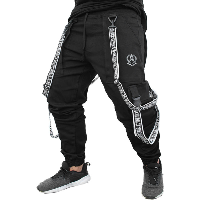 Calça Jogger Masculina PRETA Trend Suspenders Tracks BRANCA
