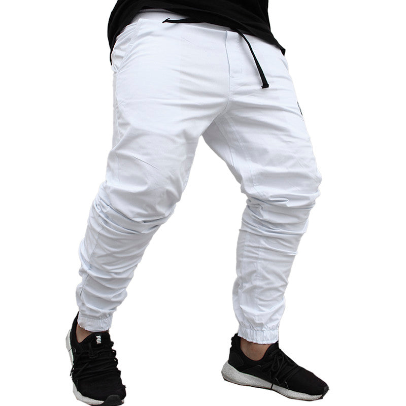 Calça Jogger Masculina BRANCA Básica LOGO PRETA