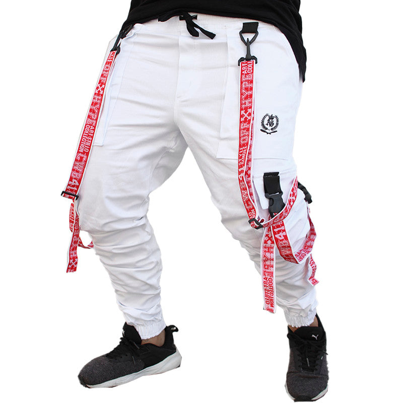 Calça Jogger Masculina BRANCA Trend Suspenders Tracks VERMELHA