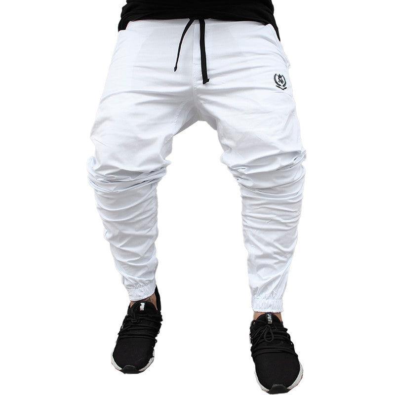 Calça Jogger Masculina BRANCA Básica LOGO PRETA PLUS SIZE
