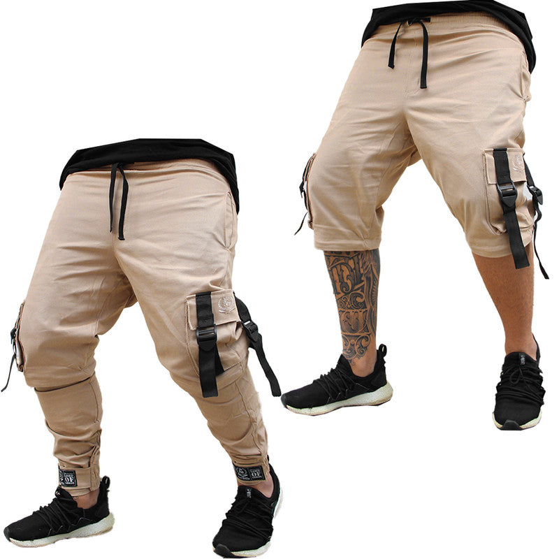 Calça Jogger Masculina BEGE Cargo Track Short