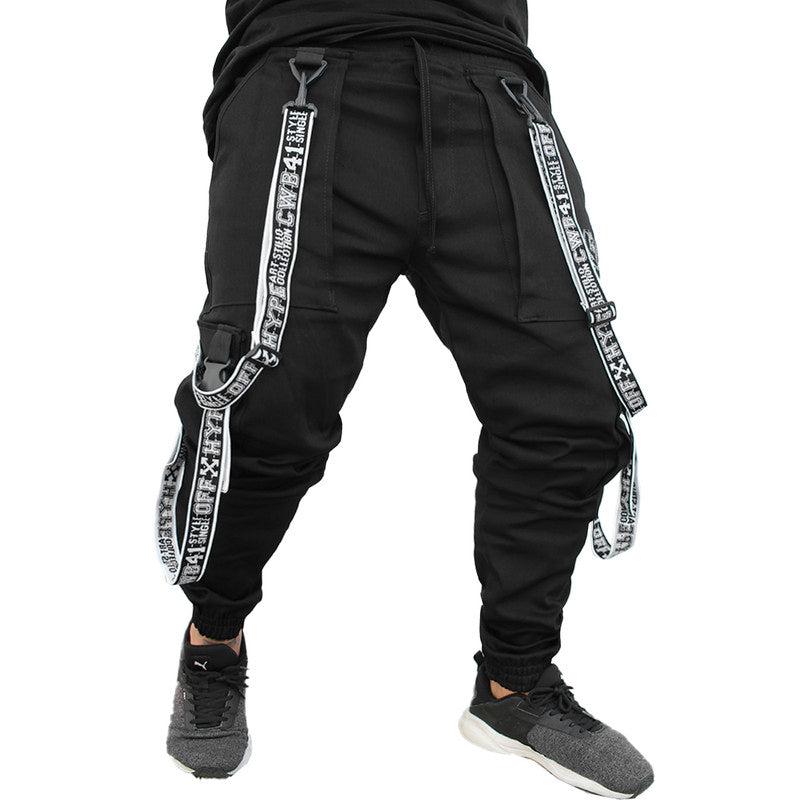 Calça Jogger Masculina PRETA Trend Suspenders Tracks BRANCA
