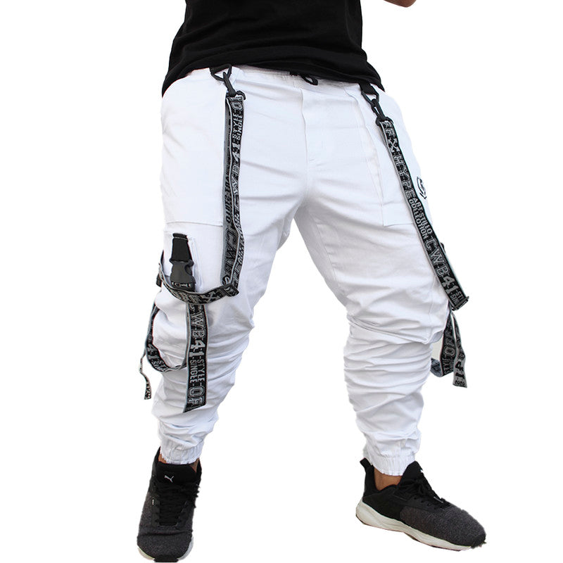 Calça Jogger Masculina BRANCA Trend Suspenders Tracks CINZA