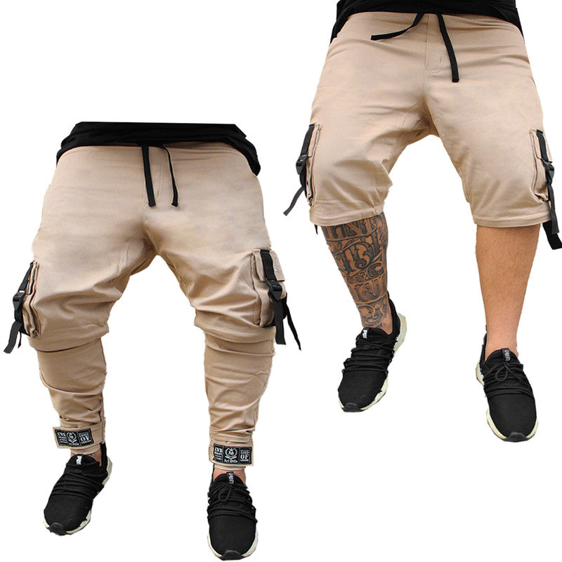 Calça Jogger Masculina BEGE Cargo Track Short