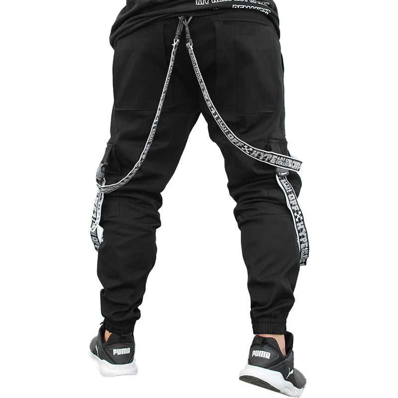 Calça Jogger Masculina PRETA Trend Suspenders Tracks BRANCA
