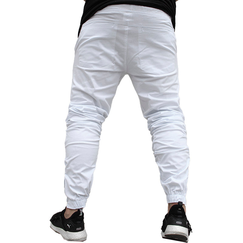 Calça Jogger Masculina BRANCA Básica LOGO PRETA PLUS SIZE