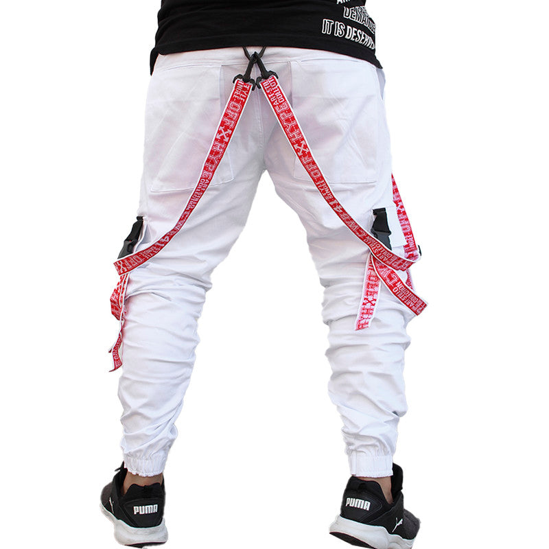 Calça Jogger Masculina BRANCA Trend Suspenders Tracks VERMELHA
