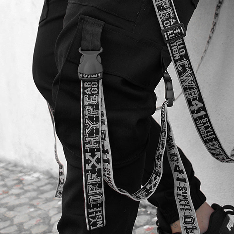Calça Jogger Masculina PRETA Trend Suspenders Tracks CINZA