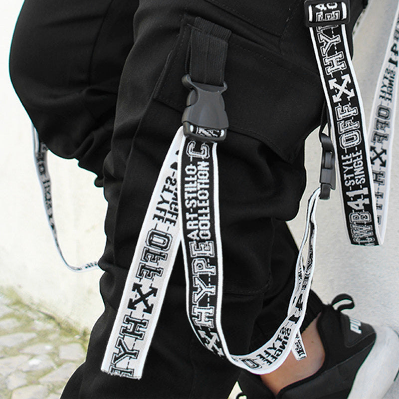 Calça Jogger Masculina PRETA Trend Suspenders Tracks BRANCA