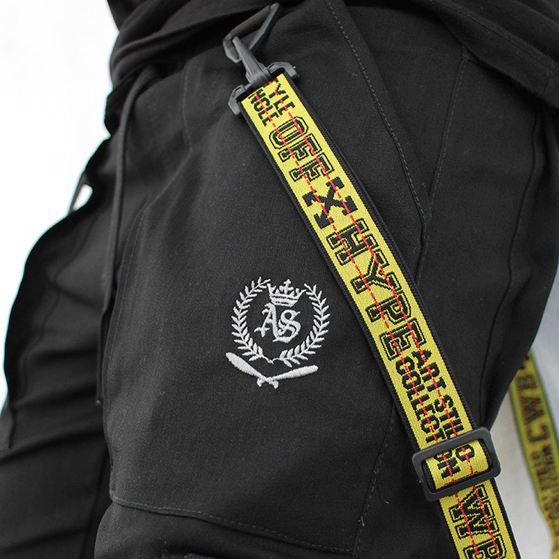 Calça Jogger Masculina PRETA Trend Suspenders Tracks AMARELA