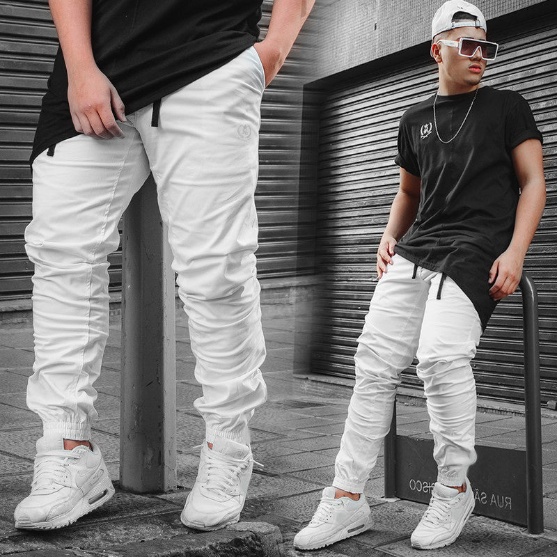 Calça Jogger Masculina BRANCA Básica LOGO BRANCA
