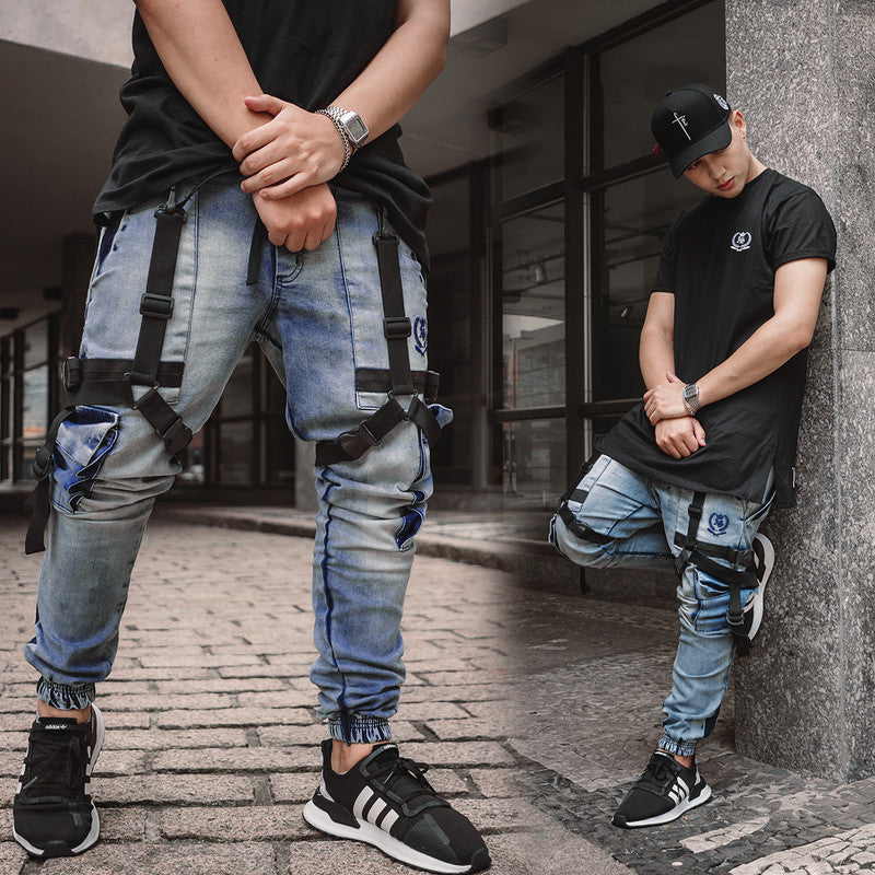 Calça Jogger Masculina JEANS AZUL New Combat Tracks PLUS SIZE