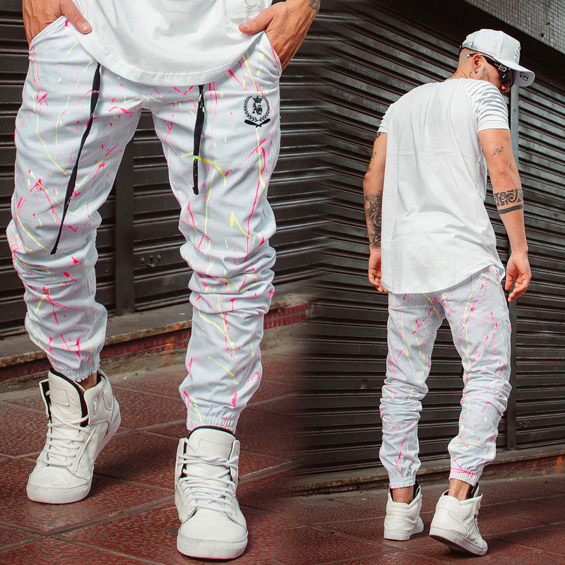 Calça Jogger Masculina BRANCA Sarja Pintada Art Stillo PLUS SIZE