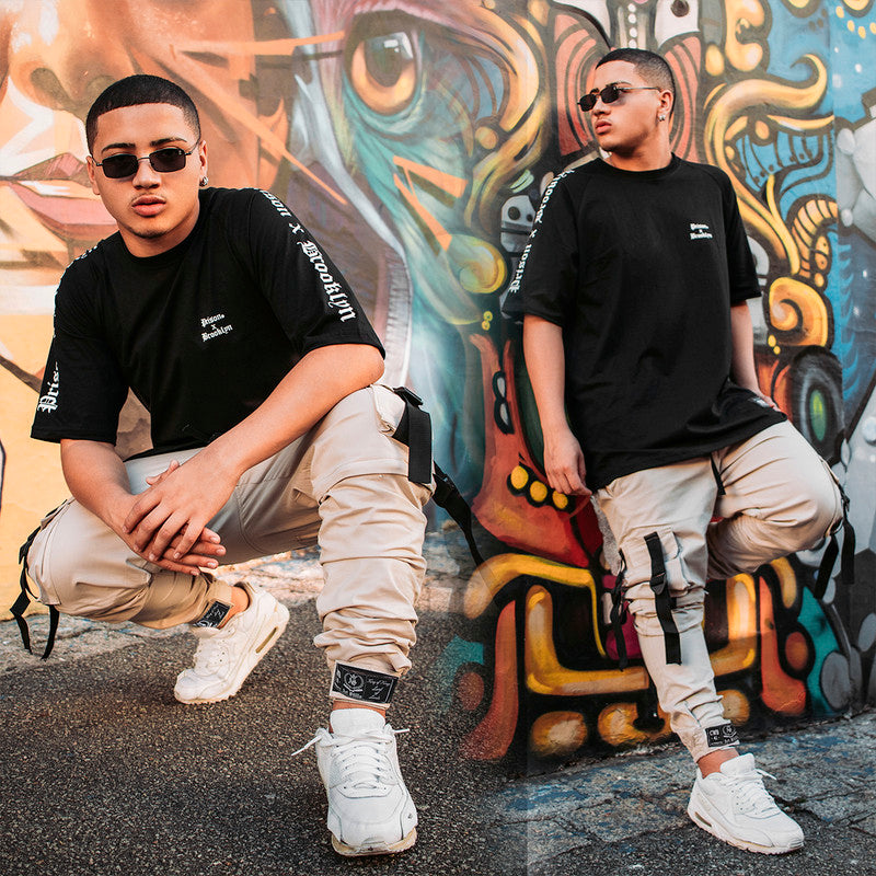 Calça Jogger Masculina BEGE Cargo Track Short PLUS SIZE