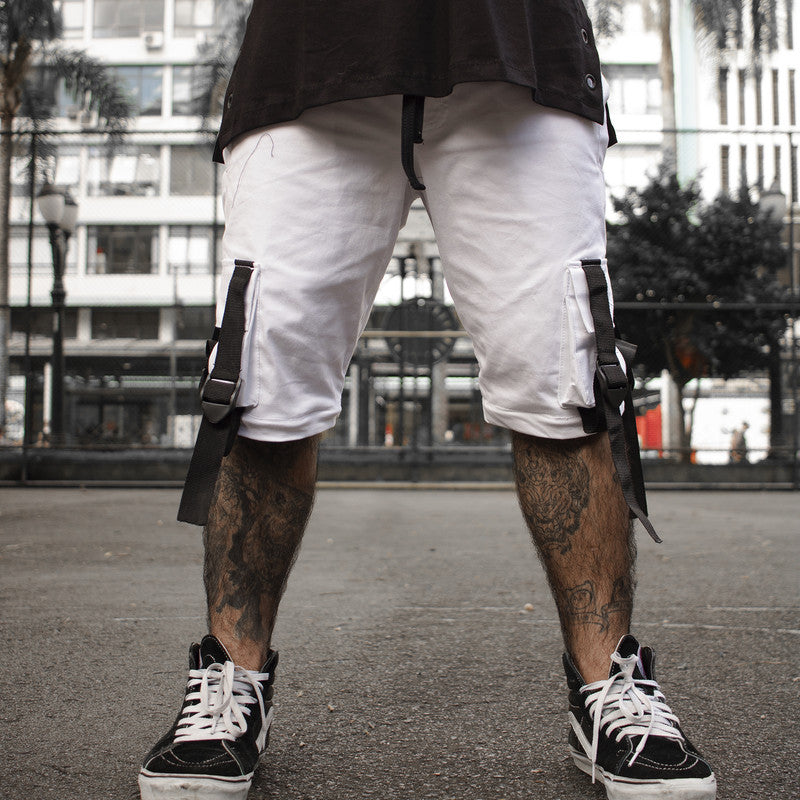 Calça Jogger Masculina BRANCA Cargo Track Short PLUS SIZE