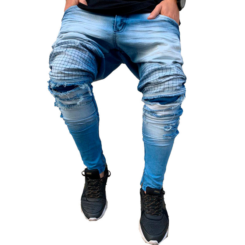 Calça Tradicional Masculina JEANS AZUL Destroyed Clara